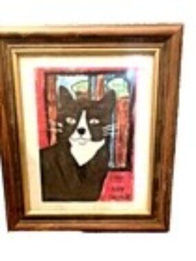 FRAMED Print Cat "Ember" Tuxedo 10x8" Kitten Cute signed Abby Gaskill Portrait